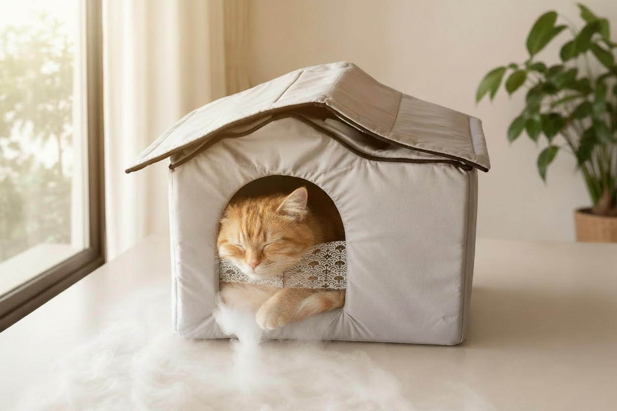 Chat plus enfoncé dans la niche