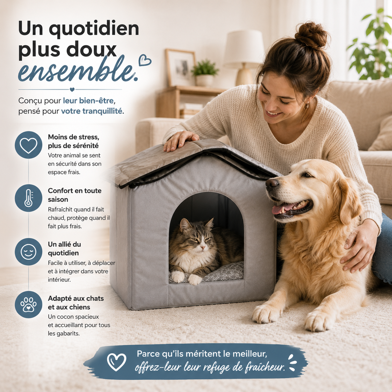 Niche Rafraîchissante Premium pour Chat et Chien